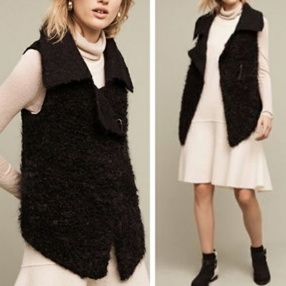 Anthropologie Sleeping on Snow Curly Mohair loopy woven knit sweater vest top